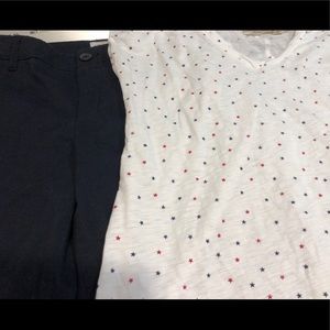 T-shirt (size L) and Bermuda shorts (size 8)